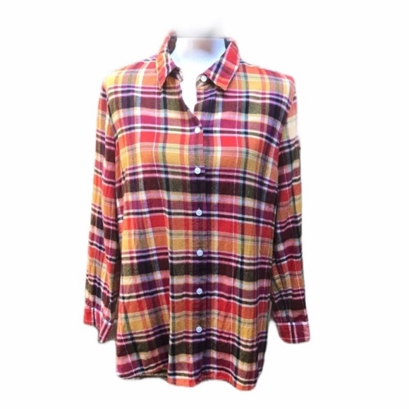 Coldwater Creek Plaid Flannel Shirt Size PL - Picture 1 of 6